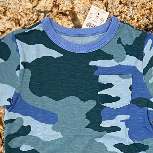 NWT J. Crew Boys' Blue Camo Pocket Crewneck T-Shirt - Picture 3 of 6